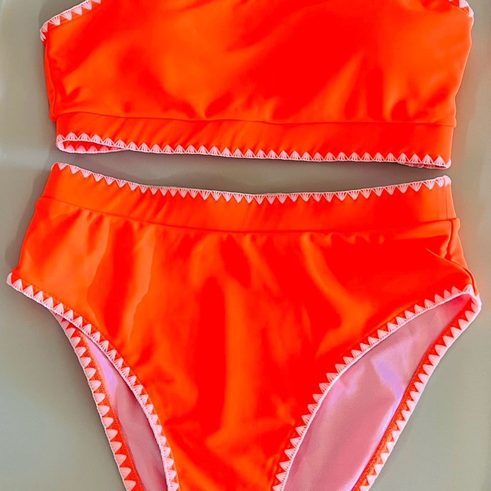 Bright Orange & White Bikini Set, Size Small - Brand New Without Tags!!